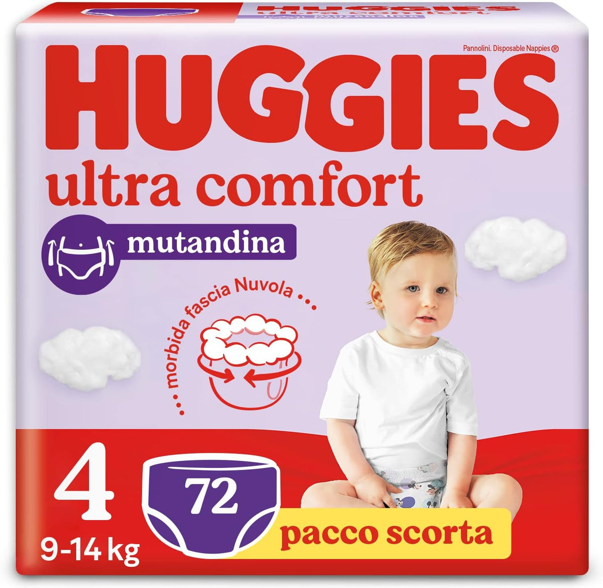 Huggies Ultra Comfort Windeln, Größe 4 (9–14 kg), Packung mit 72 Windeln