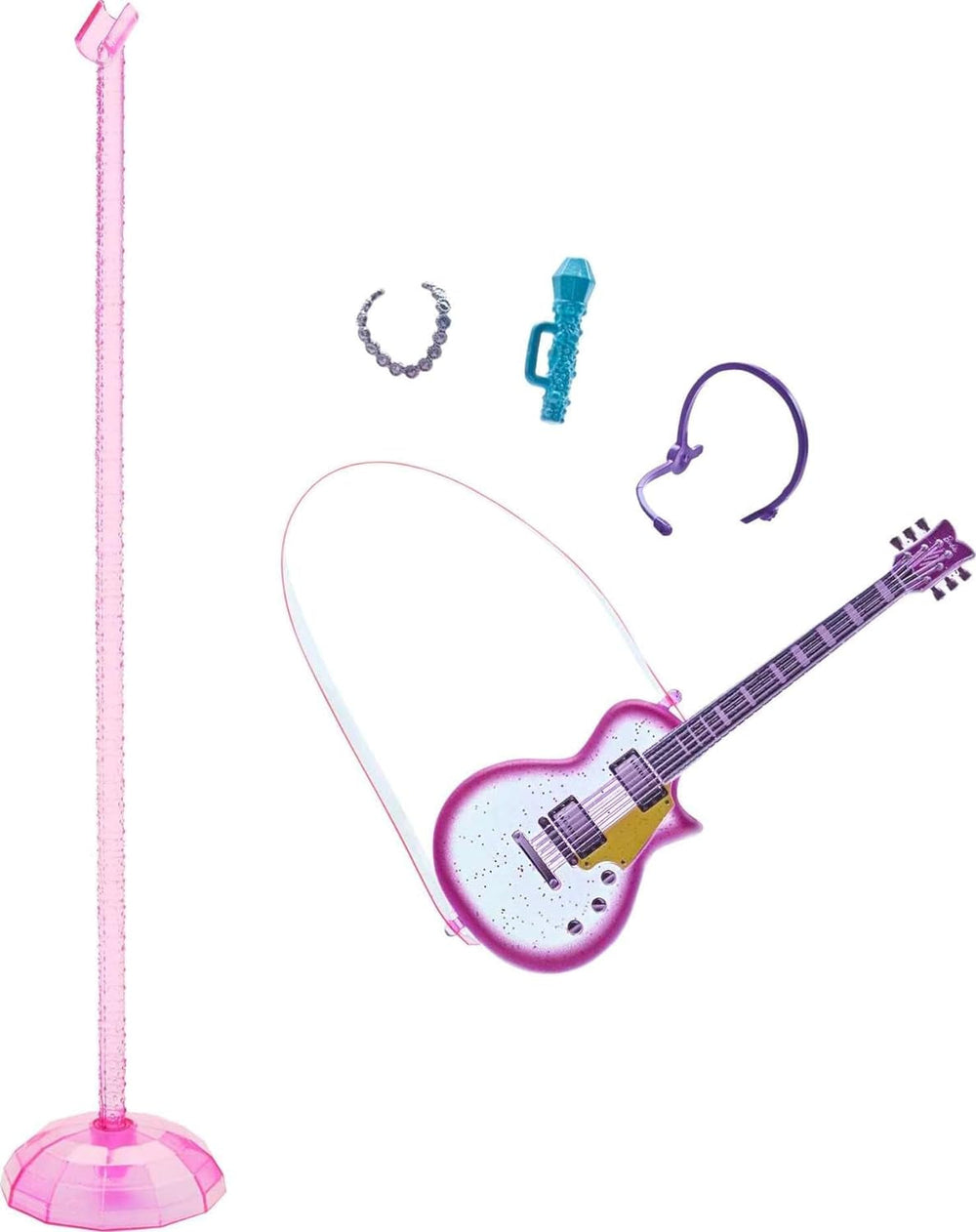 Barbie GYJ22 - scenă liberă pentru păpușa Big Dream Brooklyn (aprox. 30 cm, codițe maro) cu melodii din film, lumini, microfon și accesorii, cadou pentru copii de la 3 ani în sus Papusi Naty Shop