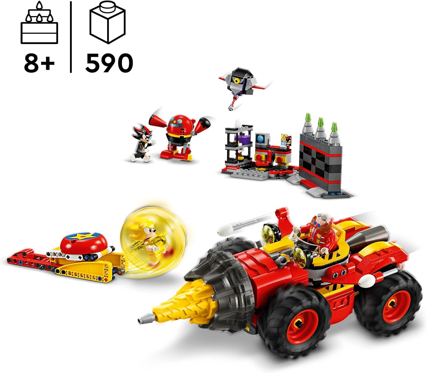 LEGO Sonic the Hedgehog Super Sonic Vs. Egg Drillster Abenteuer-Videospiel-Set, Geschenk für Kinder, Shadow und Dr. Eggman-Set für Jungen und Mädchen ab 8 Jahren, 76999 Bausets. Besuchen Sie den LEGO-Store