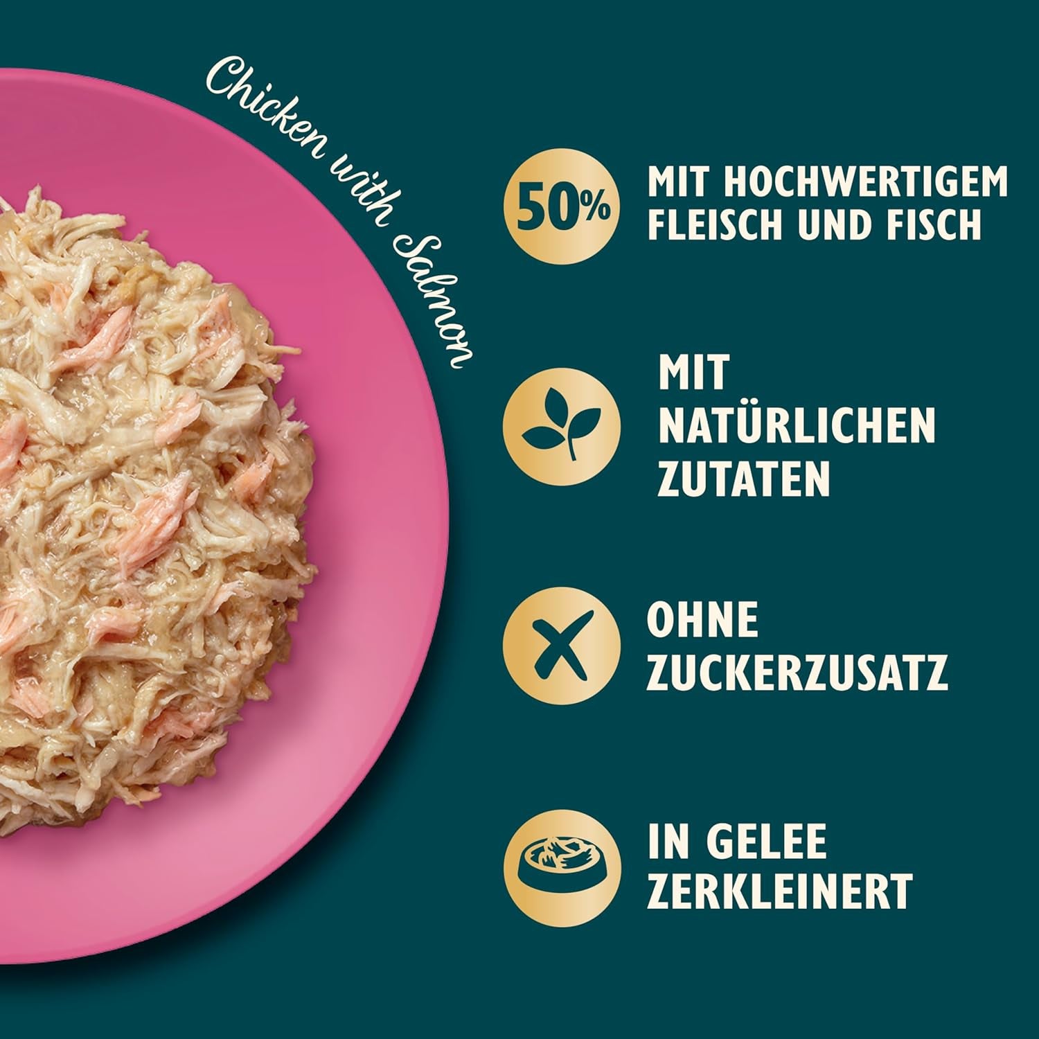 Lily’s Kitchen Aus Natürlichen Zutaten hergestellt Zerkleinerte Filets in Gelee mit Hühnchen und Lachs Ausgewachsen Nassfutter für Katzen 70 g Dose