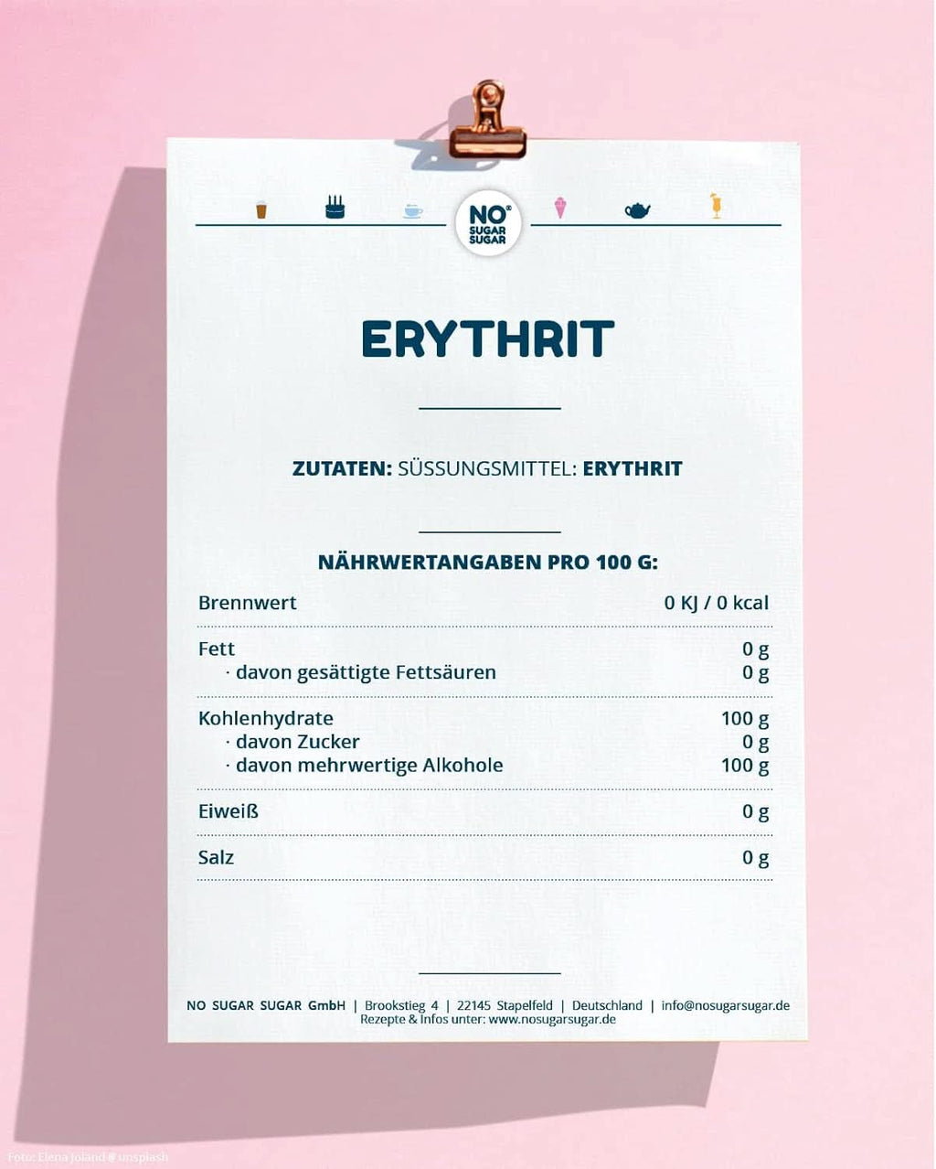 No Sugar, Erythritol natural fără calorii, utilizabil ca înlocuitor de zahăr, 4,5 Kg Indulcitori Naty Shop