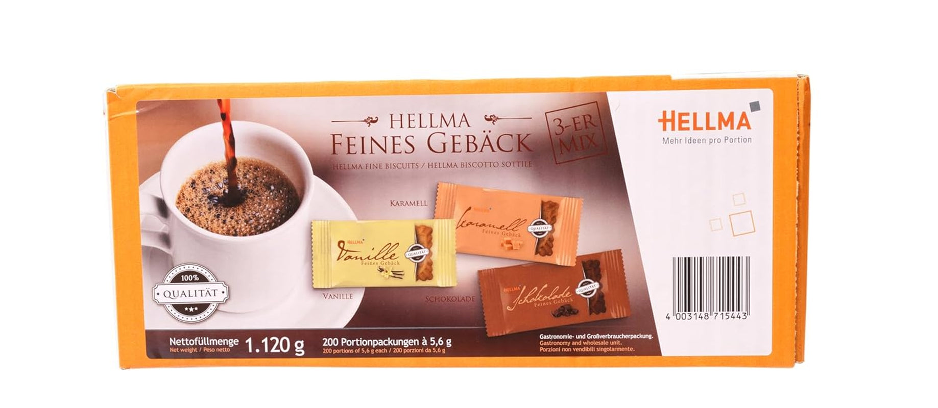 Mix pentru biscuiți fini HELLMA - 200 de biscuiți, ambalați individual - 3 sortimente - Cutie de depozitare - Pentru hoteluri, cafenele și restaurante