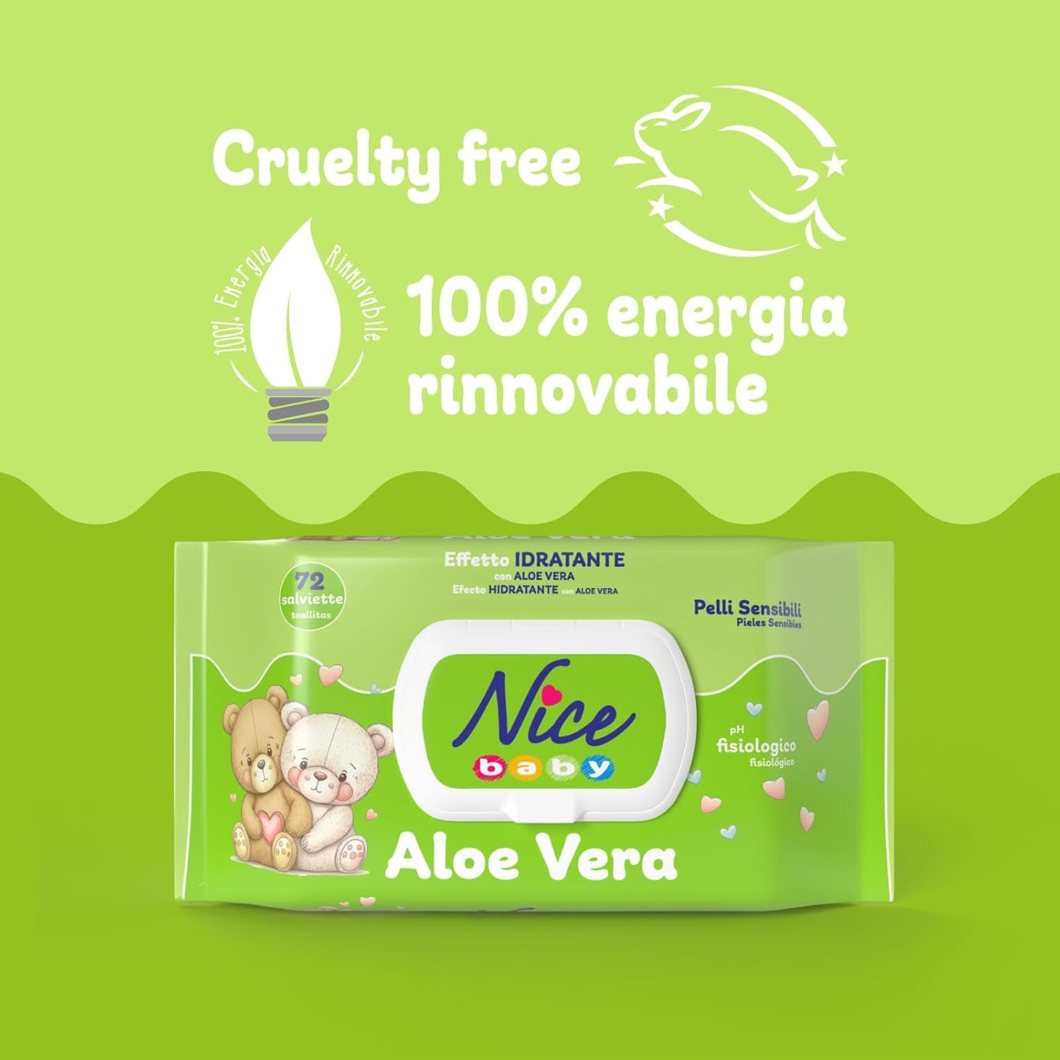 Reinigungstücher für Kinder und Babys – mit Aloe Vera und Arganöl – dermatologisch getestet – physiologischer pH-Wert – Maxiformat: Packung mit 72 Tüchern – Schön