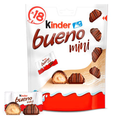 Kinder Bueno Mini – Knusprige Waffel-Schokoriegel, Milchcreme und Haselnüsse und feine Milchschokolade – Karnevals-Leckereien – 1 Beutel Mini einzeln verpackte Riegel (1 x 108 g)