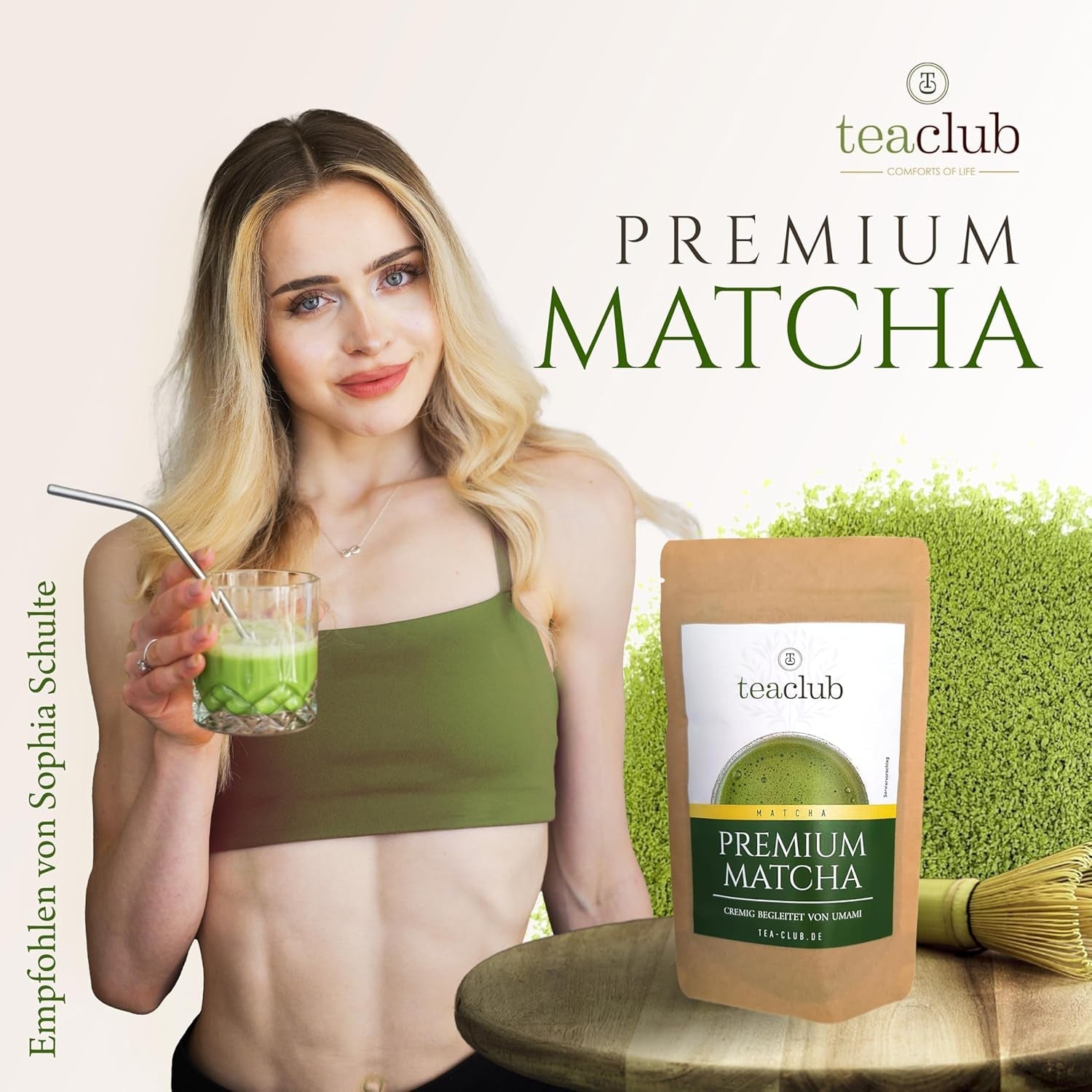 Ceai Matcha Premium Japonia 100 g - Testat în laborator - Pulbere Matcha ceremonială pentru prepararea Matcha cu notă Umami, pulbere de ceai verde 100% naturală, ideală pentru Matcha Latte, Teaclub