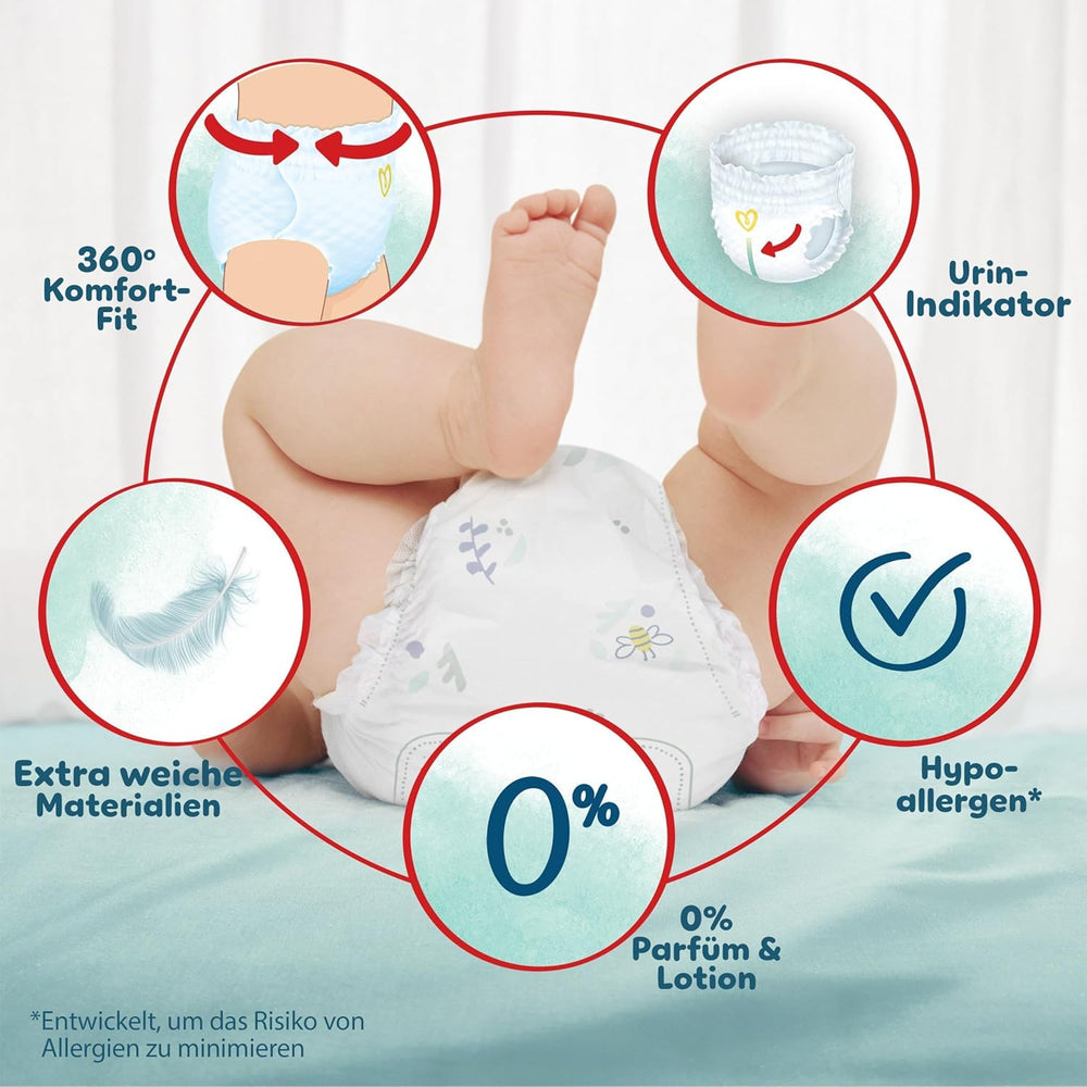 Pampers Harmony Pants Windeln der Größe 5, 144 Stück, 12 kg-17 kg, sanfter Hautschutz und 360°-Komfort