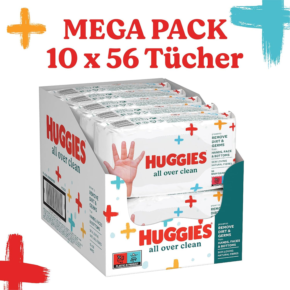 Huggies Baby Wet Wipes General Clean Full Body Discreet Fresh 10 x 56 Tücher Monatsbox