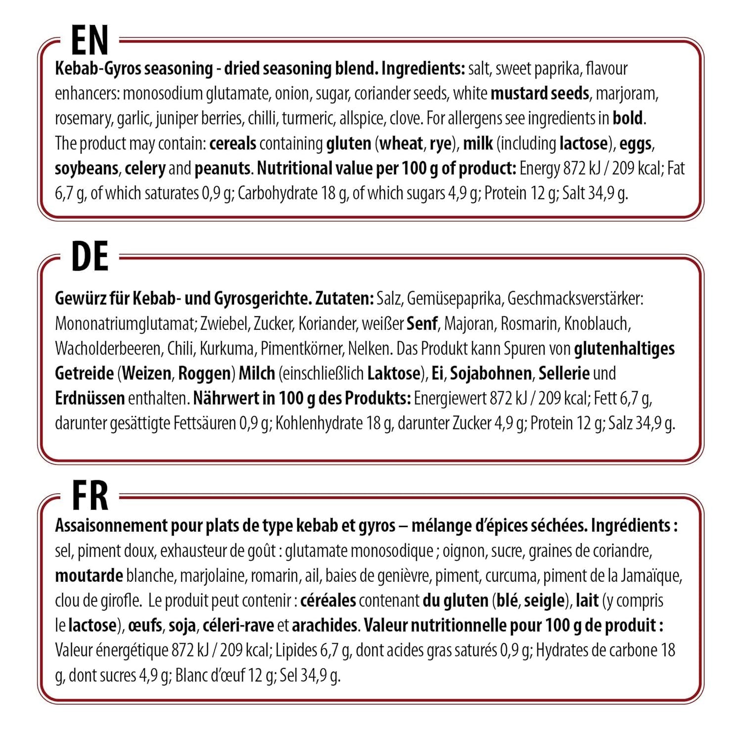 Prymat Gyros Gewürzmischung 900g – aromatische, würzige Mischung für Döner-, Kebab-, Hähnchen-, Lamm- und Grillgerichte – ideal zum Grillen, Braten und Würzen mediterraner Fleischgerichte