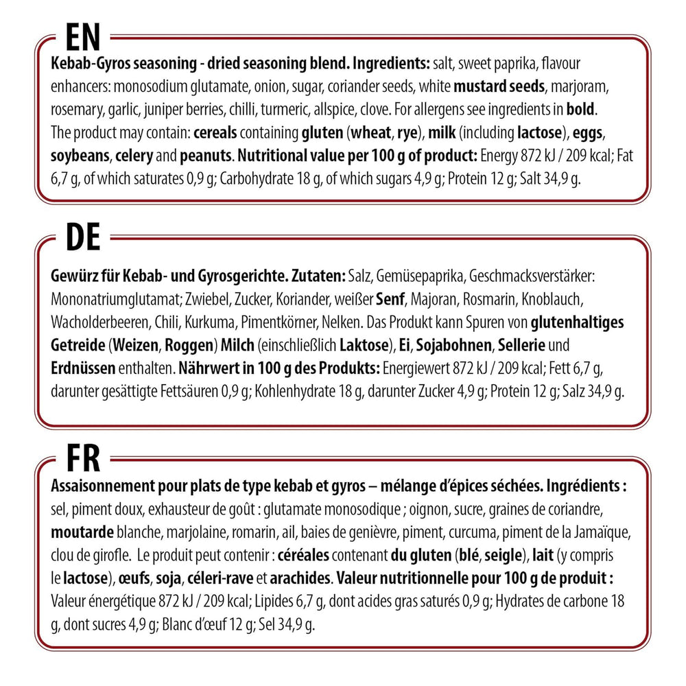 Prymat Gyros Gewürzmischung 900g – aromatische, würzige Mischung für Döner-, Kebab-, Hähnchen-, Lamm- und Grillgerichte – ideal zum Grillen, Braten und Würzen mediterraner Fleischgerichte