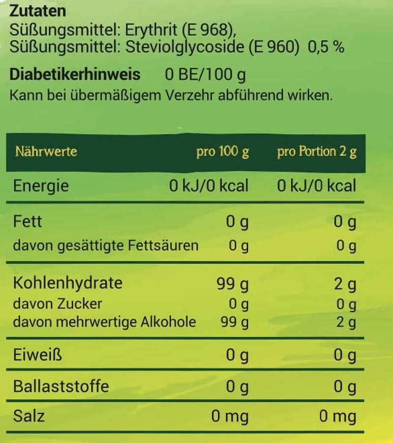 Steviola | Stevia-Süßstoff | Kalorienfreier Süßstoff, 300 Gramm Süßstoffe Naty Shop