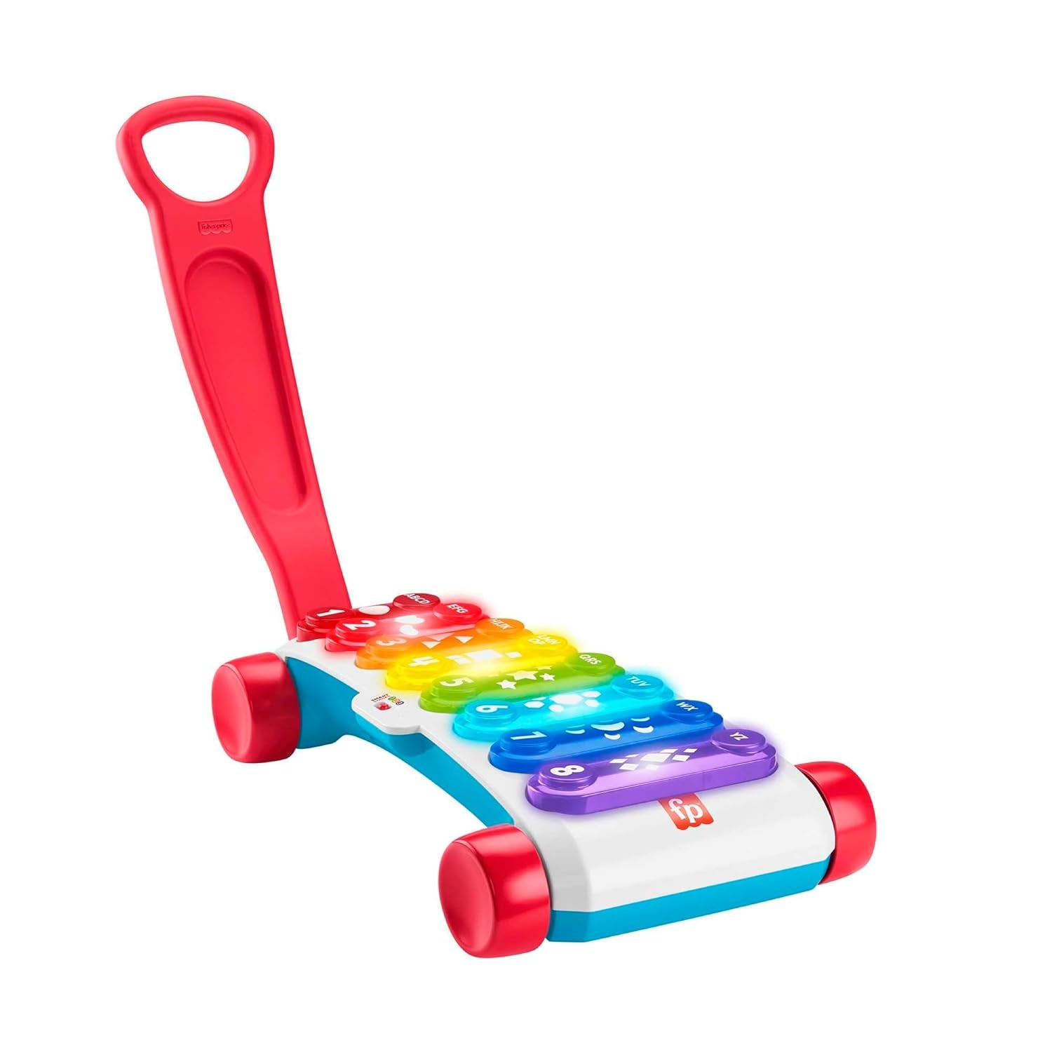 Fisher-Price Light-up gigant xilofon - instrument muzical electronic pentru a trage împreună cu melodii cu conținut de învățare, pentru copii, copii mici de la 9 luni, multicolor, versiune: franceză, HJK40 Jucarii Bebe Naty Shop Inglese, Imballaggio Ridotto