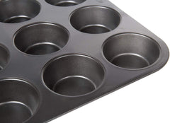 Wenco Muffinform 12Er Antihaft Backblech, Spülmaschinengeeignet, Karbonstahl – Muffinblech Für 12 Muffin – Hitzebeständig Bis 220°C, Schwarz Formen und Backbleche Naty Shop