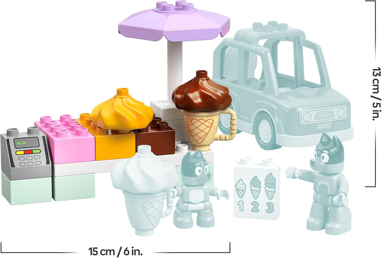 LEGO DUPLO Bluey: Ausflug zur Eisdiele mit Bluey - Lernspielzeug für Kleinkinder - Mit Spielzeug Car und 2 Minifiguren - Geschenk für Mädchen & Jungen ab 2 Jahren - 10458