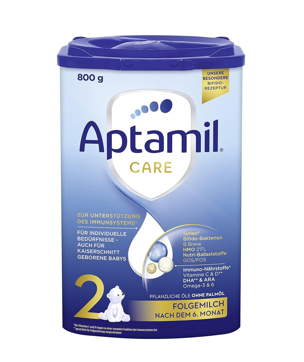 Aptamil Care 2 – Folgemilch nach 6 Monaten, mit Omega 3 und 6, DHA und ARA, palmölfrei, Babynahrung, Milchpulver, 1 x 800 g (6er Pack)