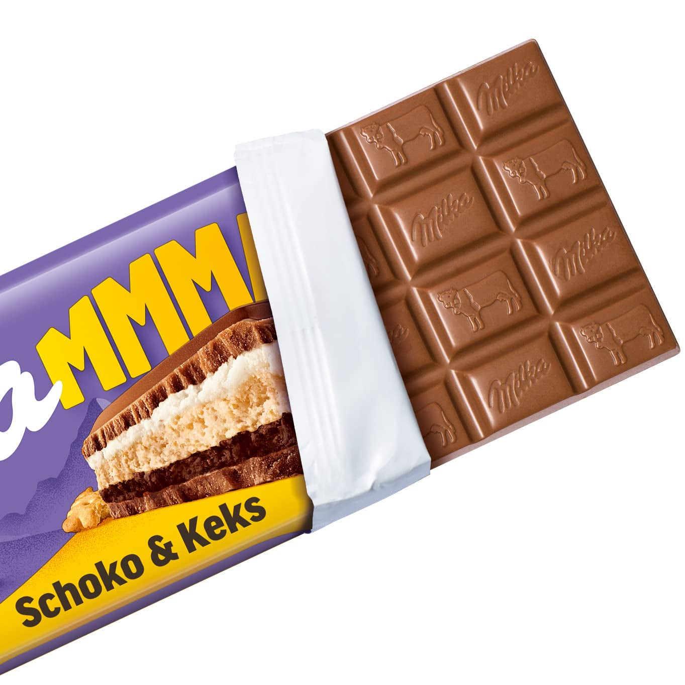 Milka Mmax Schokolade und Kekse – Alpenmilchschokolade mit Milchcremefüllung und knusprigen Keksstückchen – 300g