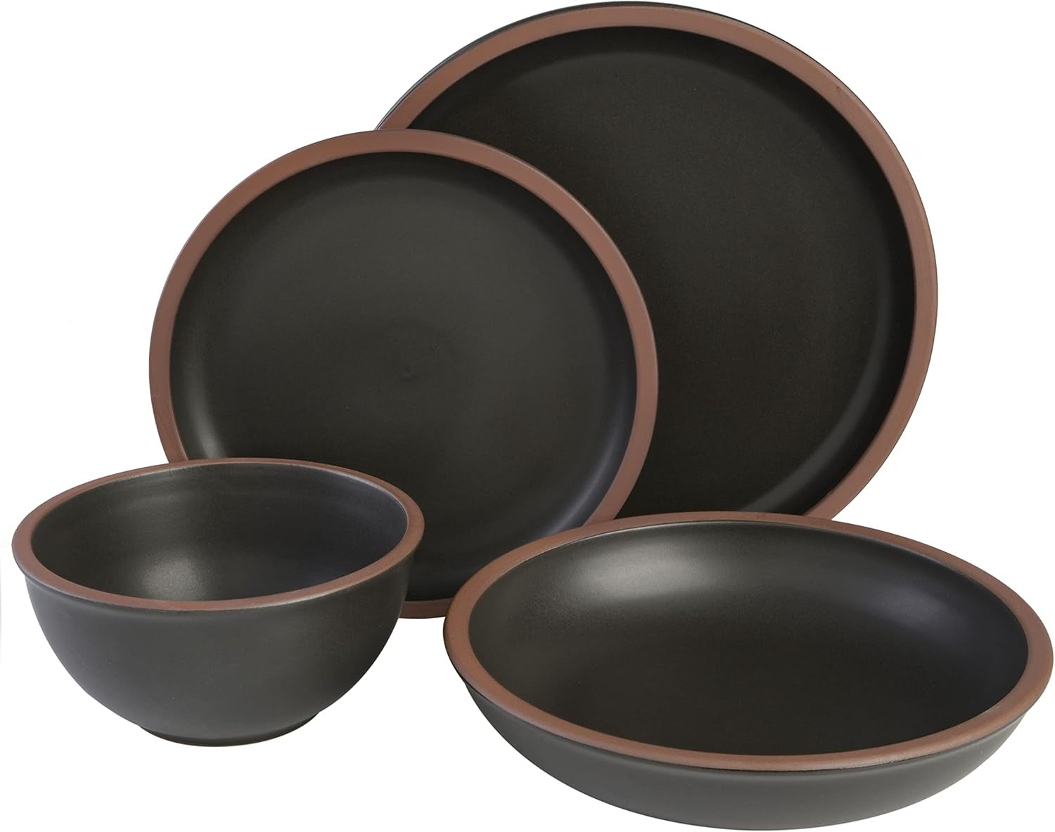 Lagos Coupe Geschirrset, Service für 4 Personen (16 Stück), schwarz