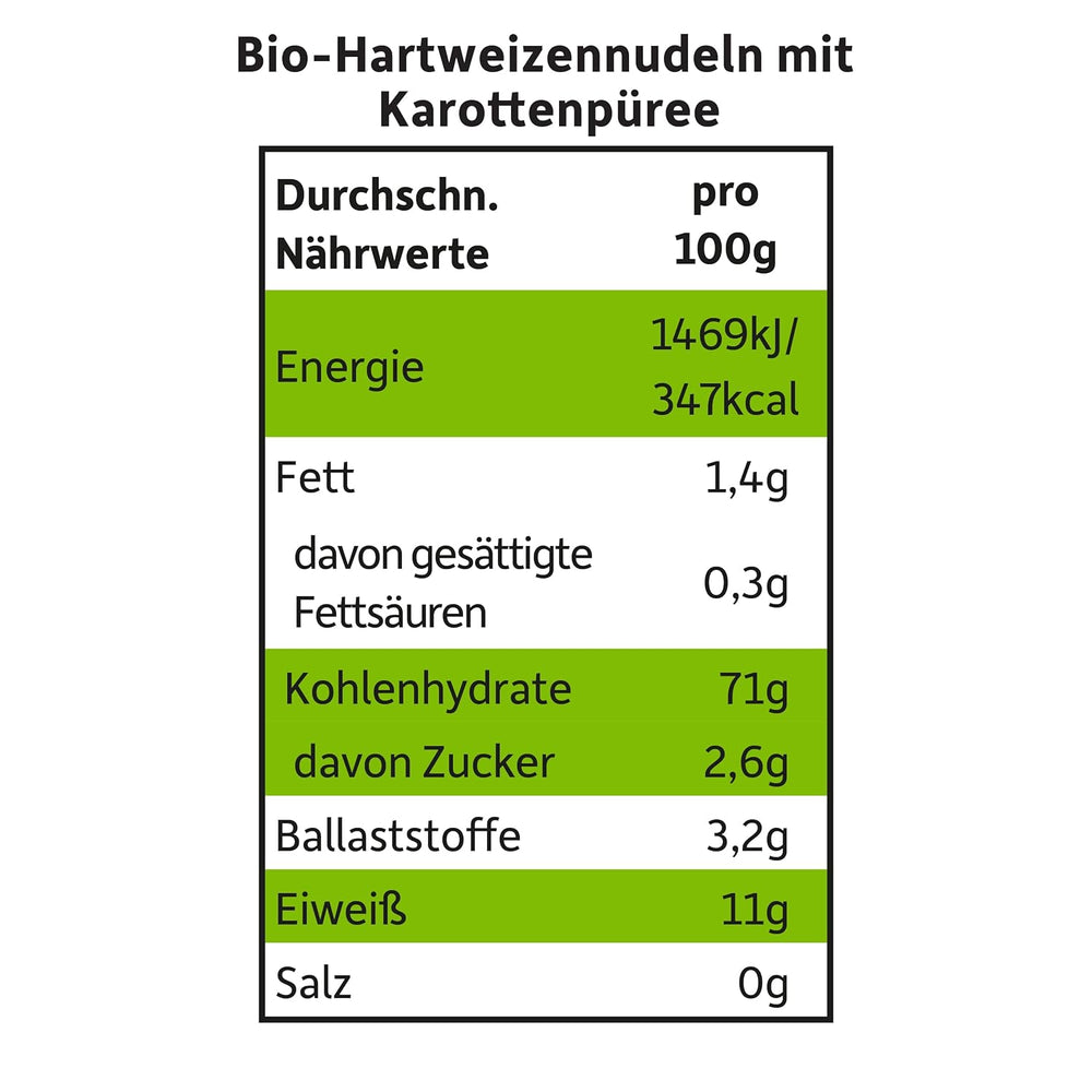 Freche Freunde Bio-Gemüsenudeln „Karotte“, 25 % Gemüseanteil, vegan, 6er-Pack (6 x 300 g)
