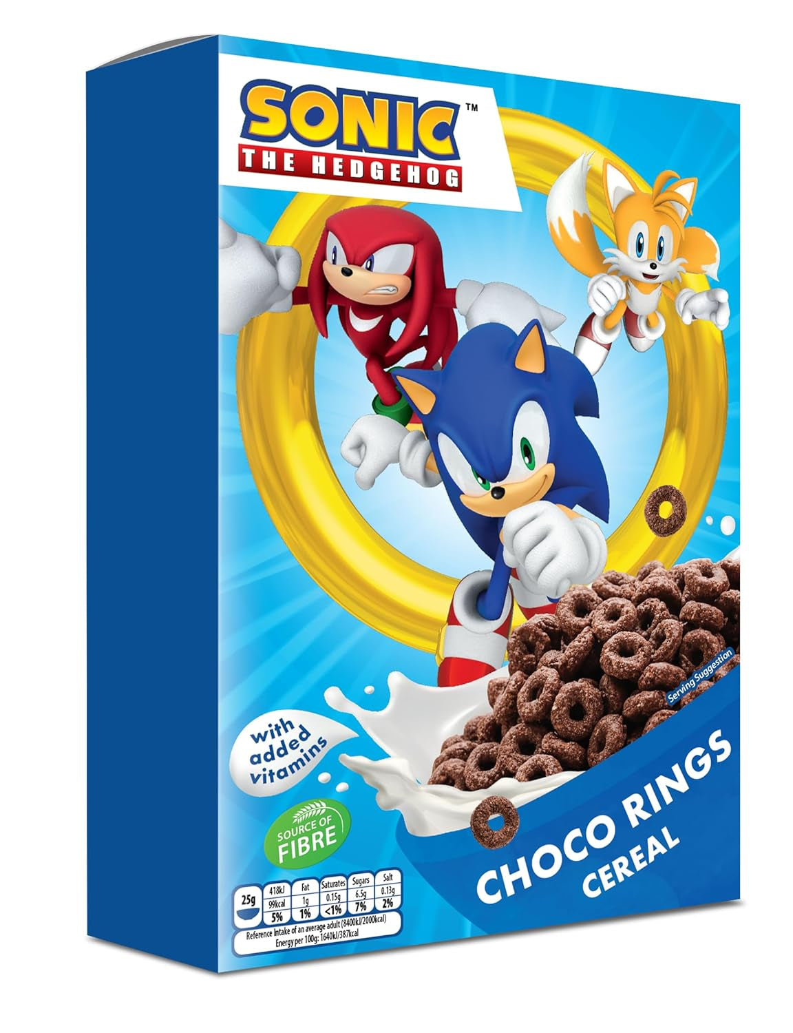 Sonic Choco Rings Müsli-, Weizen-, Hafer- und Mais-Schokoladenringe für das perfekte Frühstück, mit zusätzlichen Vitaminen, 1 Packung (1 x 350 g)