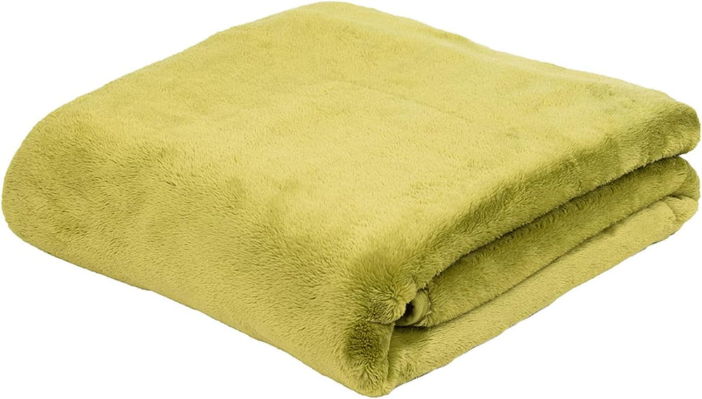 Gözze – Kuscheldecke Premium Kaschmir-Feeling, 500 g/m², 180 x 220 cm – senffarbene Betten und Decken Besuche den Gözze-Store Lime Green 180 x 220 cm