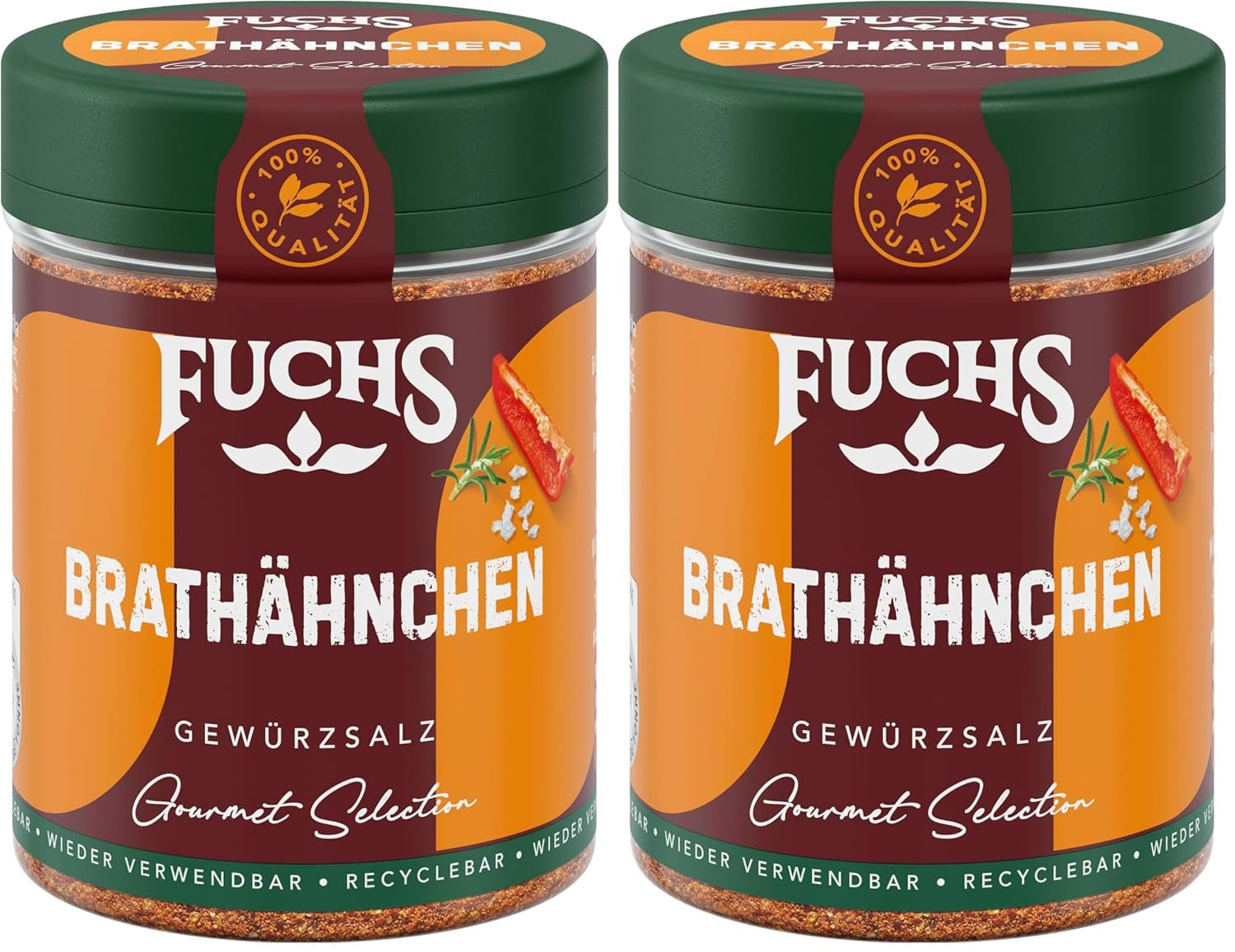 Fuchs Gourmet Selection Klassisch/Heimisch – Bratkartoffel Gewürzsalz, nachfüllbares Kartoffelgewürz, Salz zum Würzen von Brat- & Ofenkartoffeln, Pommes Frites & Co, vegan, 70 g