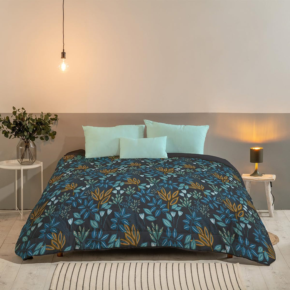 Bleu Câlin Bedruckte 1-Personen-Hermance-Steppdecke, Polyester, blau/grau, 140 x 200 cm Steppdecken und Steppdecken Naty Shop Blau/grau 220 x 240 cm