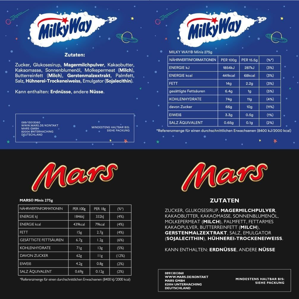 Mini-Schokoladen-Mischpackung, 71 Mini-Schokoladensnacks (Mars, Snickers, Bounty, Twix, Milky Way) in Form von Süßigkeiten, ideal für einen American-Football-Abend (1400g)