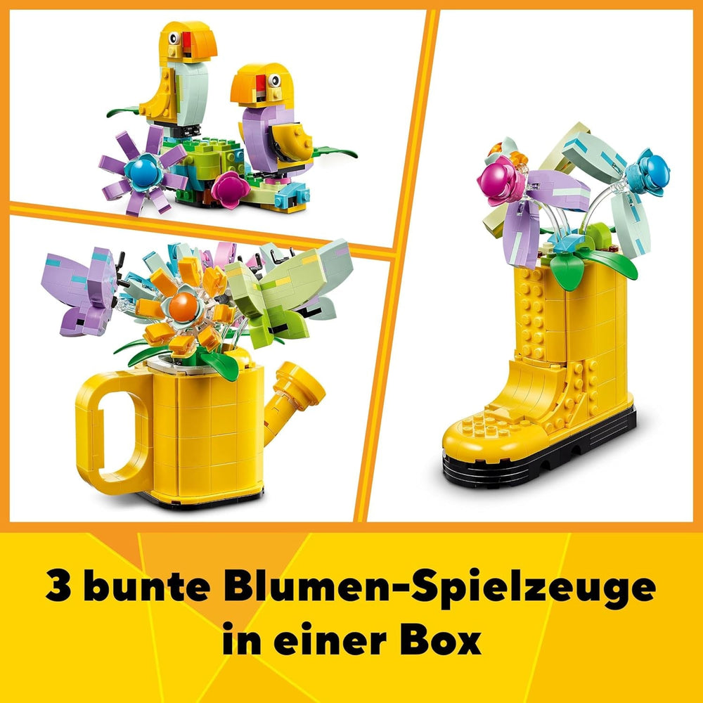 LEGO Creator 3-in-1-Blumensprinkler-Set, Kinderzimmerdekoration, Baue einen Sprinkler mit einem Blumenstrauß, Gummistiefeln oder 2 Spielzeugvögeln, kreatives Geschenk für Mädchen und Jungen ab 8 Jahren 31149 Bausets Besuchen Sie den LEGO-Store