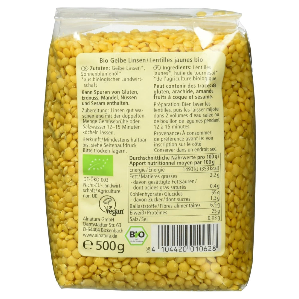 Bio gelbe Linsen, 500g