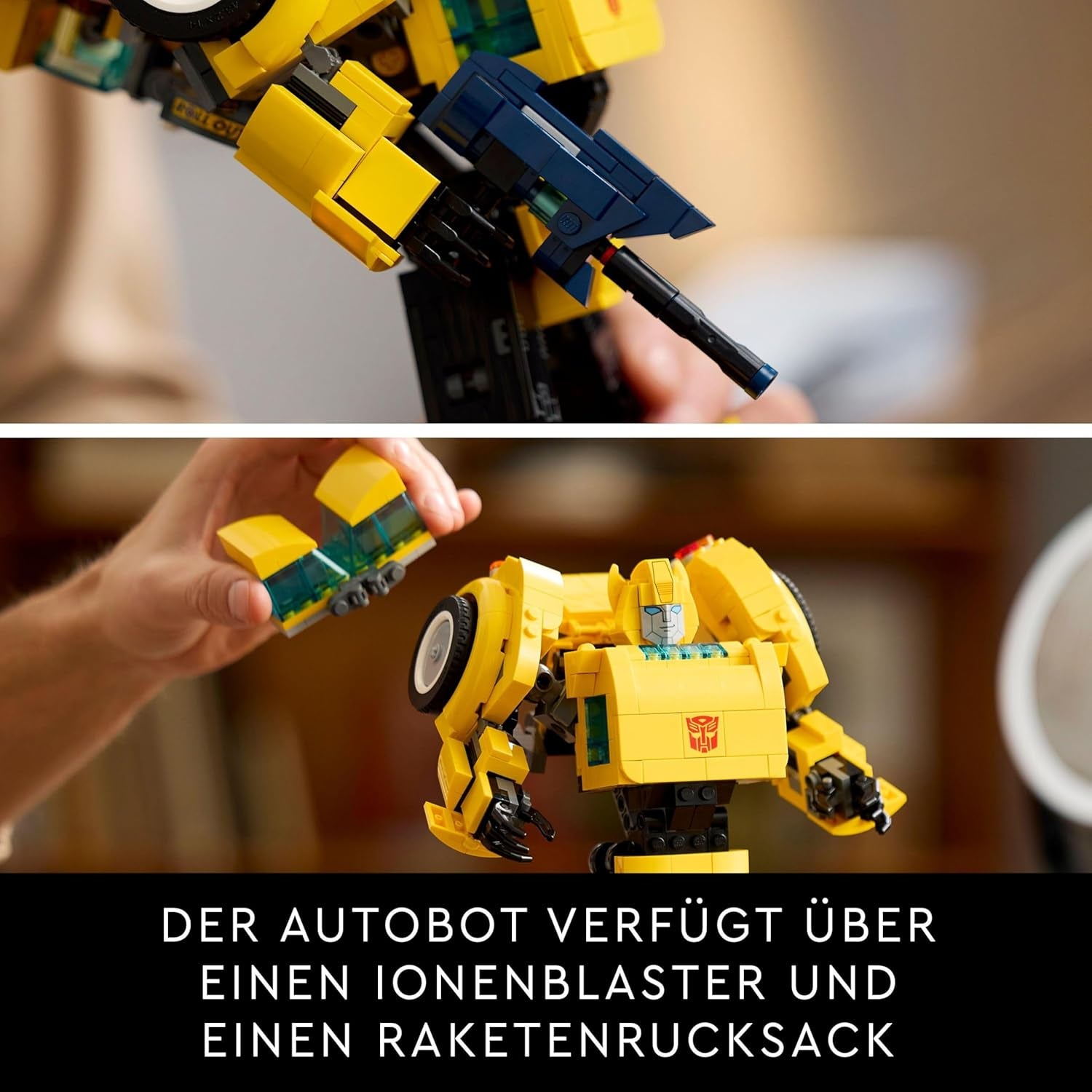 LEGO Icons Transformers Bumblebee, Roboter-Actionfigur zum Sammeln für Erwachsene, Filmbauset für Science-Fiction-Fans, kann in ein Auto verwandelt werden, Abenteuerspielzeug 10338 Bausätze Besuchen Sie den LEGO-Store