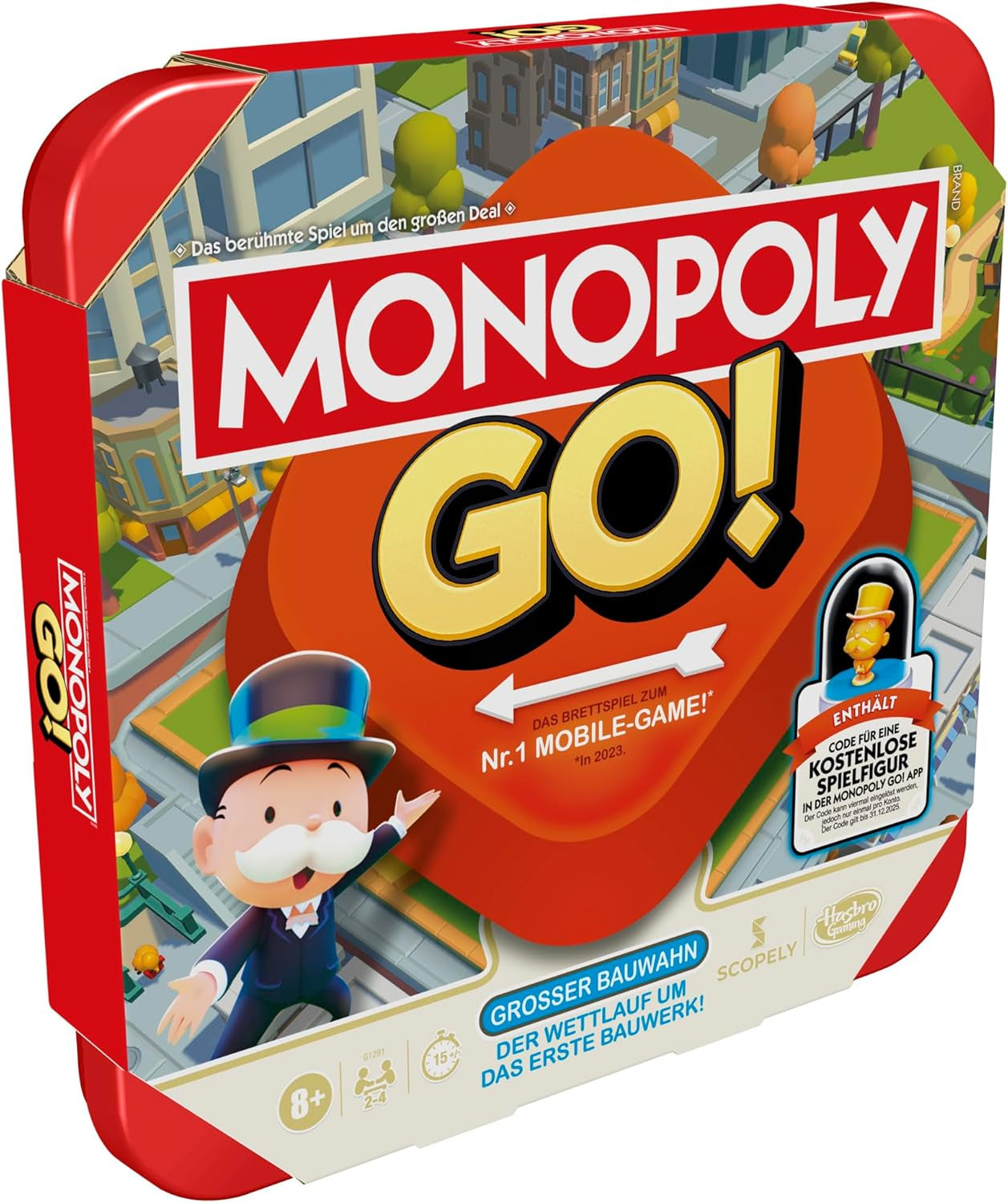 Brettspiel Monopoly GO! - Deutsche Version, Spiel basierend auf der beliebten Online-Version, schnelles Strategiespiel für die ganze Familie, Spaß für 2 bis 4 Spieler