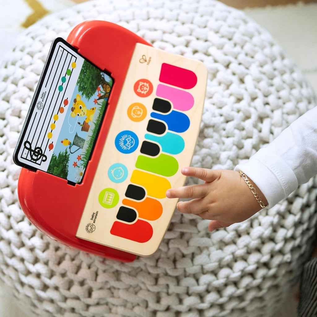 Baby Einstein 12577 Hape Cal's First Melodies Magic Touch Piano Pian muzical de jucărie din lemn cu 3 foi muzicale, 6 melodii, de la 6 luni, multicolor, 1 bucată (pachet de 1) Jucarii Bebe Naty Shop