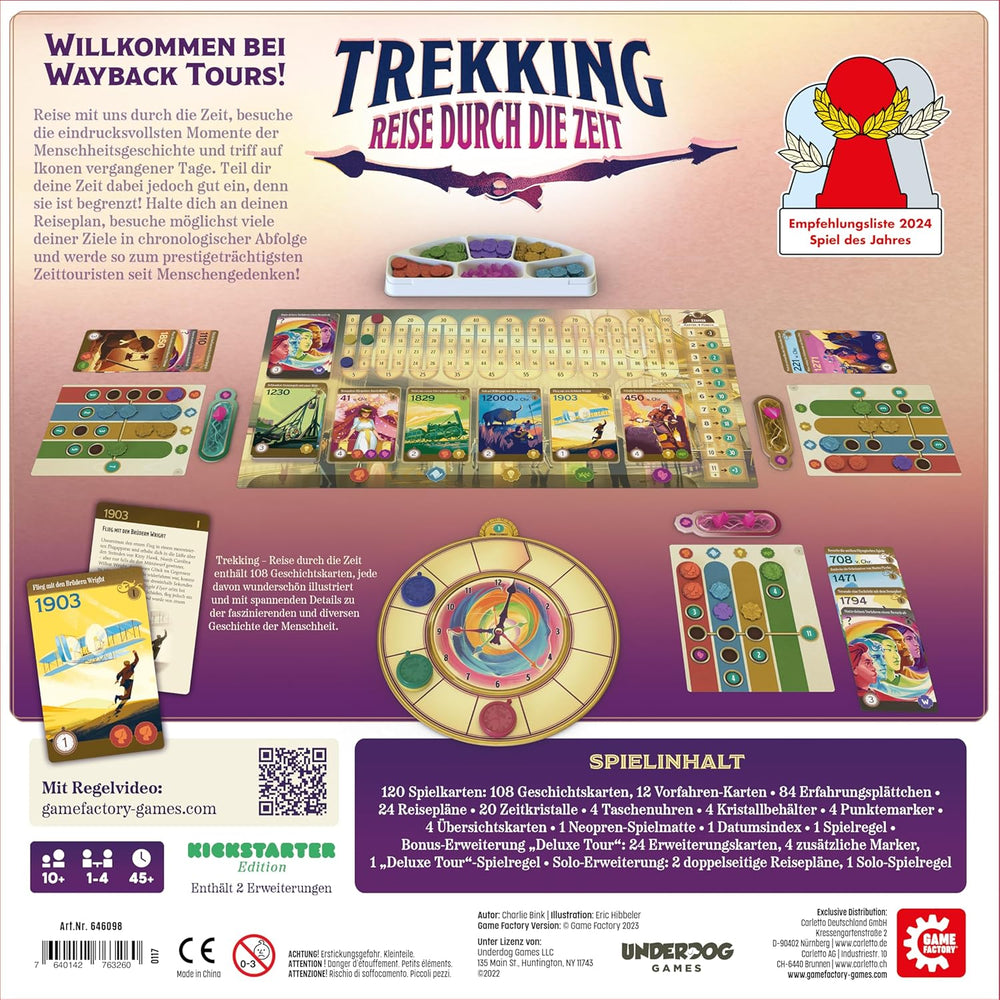 Game Factory 646098 Wandern, Zeitreise, Brettspiel für 1–4 Spieler, ab 10 Jahren, Familienspiel