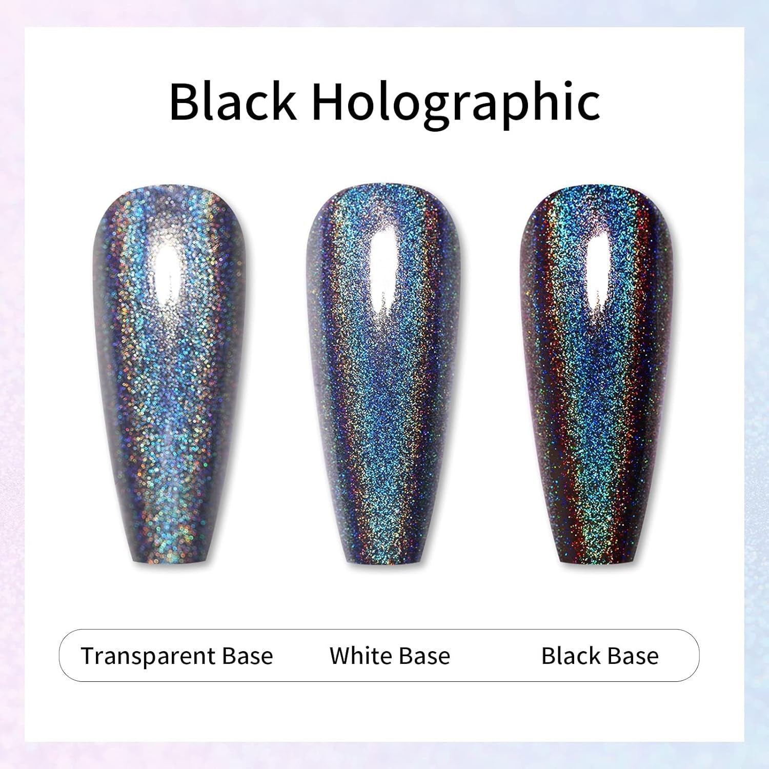 Born Pretty Glitzer-Nagellack, Rainbow Shining Glitter Super Shine Black Nail Art Nagellack
