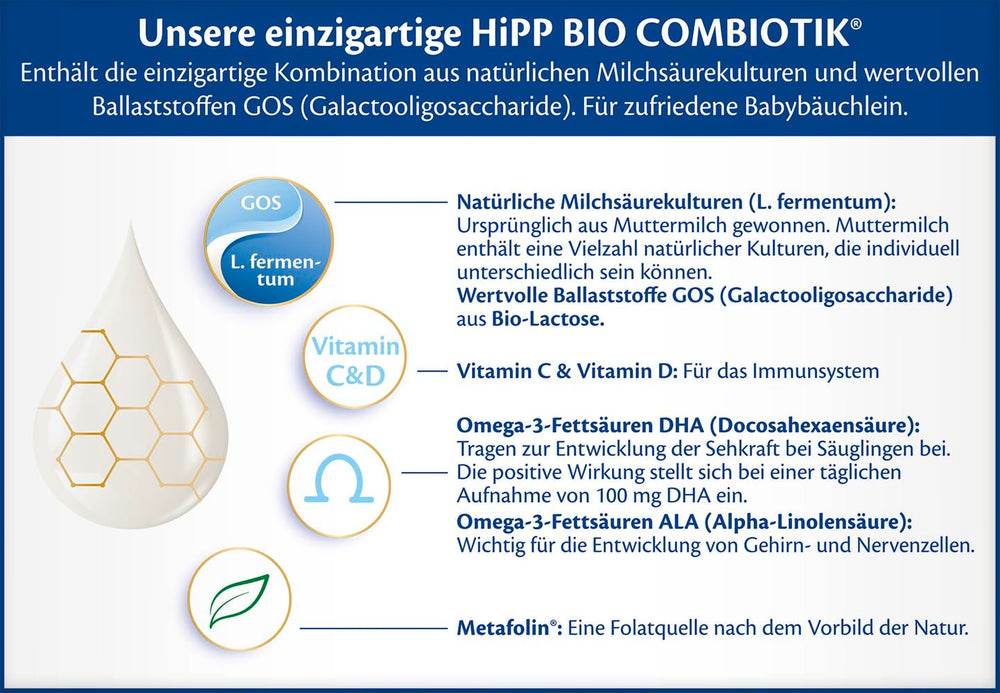 HiPP 2 Bio Combiotik (4 x 600g), Folgemilch nach 6 Monaten, mit Stärke, natürlichen Milchsäurekulturen, GOS, Omega-3 (DHA, ALA), in bester Bio-Qualität