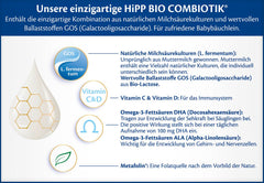 HiPP 2 Bio Combiotik (4 x 600g), Folgemilch nach 6 Monaten, mit Stärke, natürlichen Milchsäurekulturen, GOS, Omega-3 (DHA, ALA), in bester Bio-Qualität