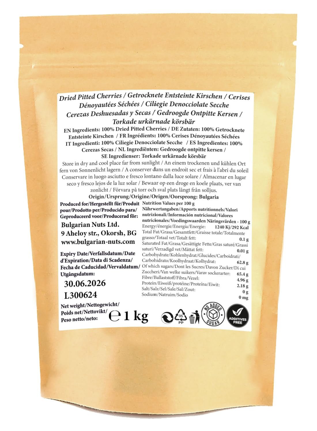 1 kg de cireșe uscate la soare, fără sâmburi, dulci în mod natural - fără zahăr adăugat, fără aditivi, fără conservanți. Cireșe adevărate - aromă adevărată. Produse deshidratate Naty Shop