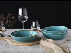 Creatable, 21683, Serie Nature Collection Water, 4-teiliges Geschirrset für 4 Personen, Poke Bowl aus Steinzeug, spülmaschinen- und mikrowellengeeignet, Qualitätsproduktion