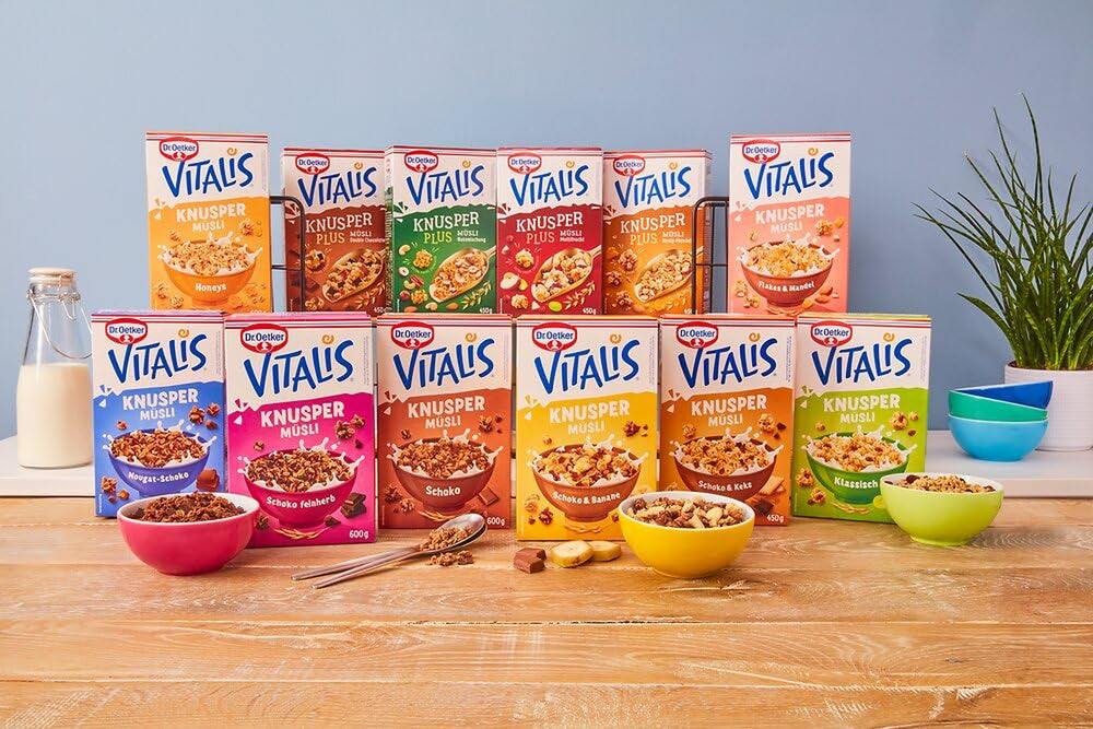 Dr. Oetker Vitalis Crunchy Flakes: Knuspermüsli mit Cornflakes und Mandelstückchen, 5er Pack (5 x 600g)