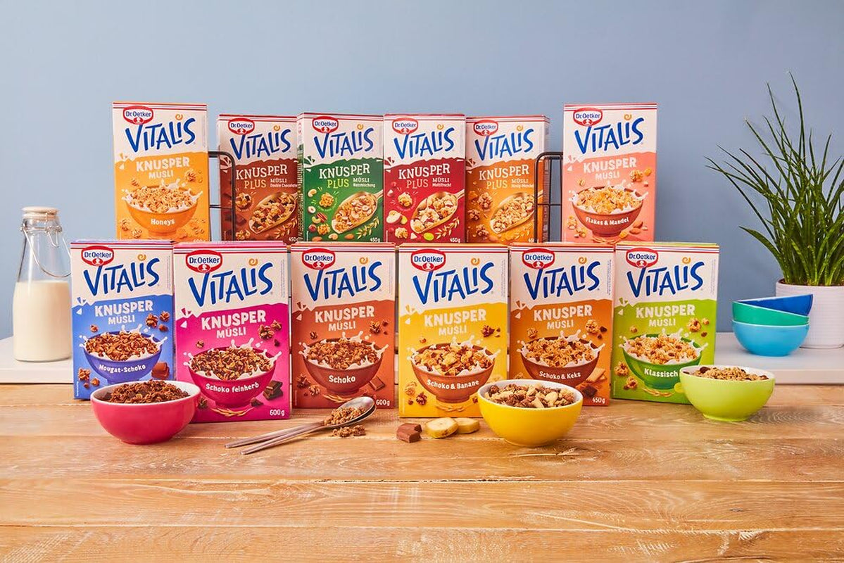 Dr. Oetker Vitalis Crunchy Honeys: Honig-Knuspermüsli für Frühstück und Snacks, 5er-Pack (5 x 600 g)