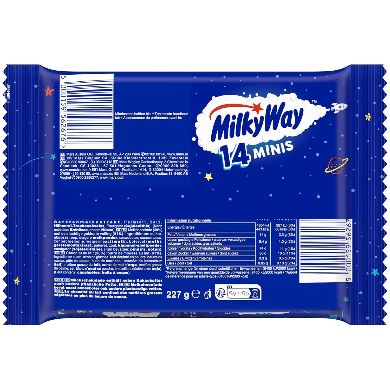 Mini-Schokoladenpackung, Mini-Schokoriegel mit Nougat-Creme-Karamell, 227 g, Schokoladen-Geschenkidee, große Schokoladenpackung