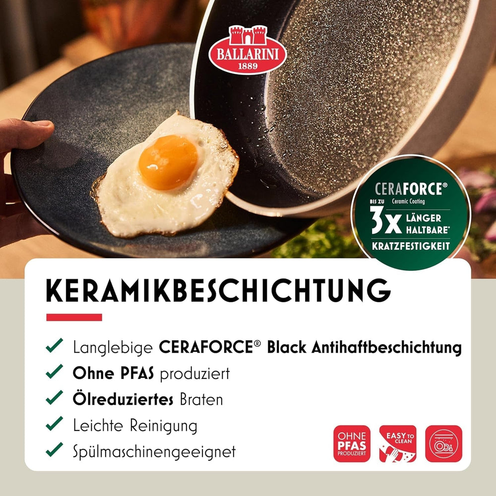 Ledro Bratpfanne, 24 cm, Aluminium, induktionsgeeignet, Antihaft-Keramikbeschichtung, Thermopoint, Made in Italy, beige Töpfe und Pfannen Naty Shop