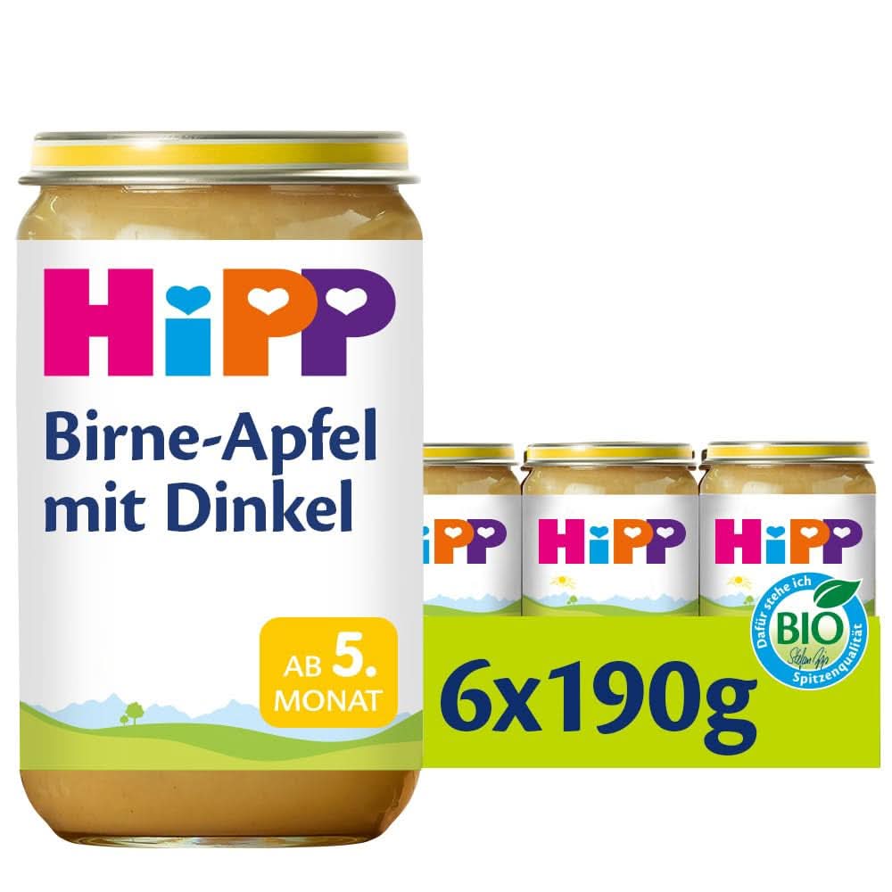Hipp Birnen-Banane mit Keksen, 6er-Pack (6 x 190 Gramm) Mutter und Kind Naty Shop