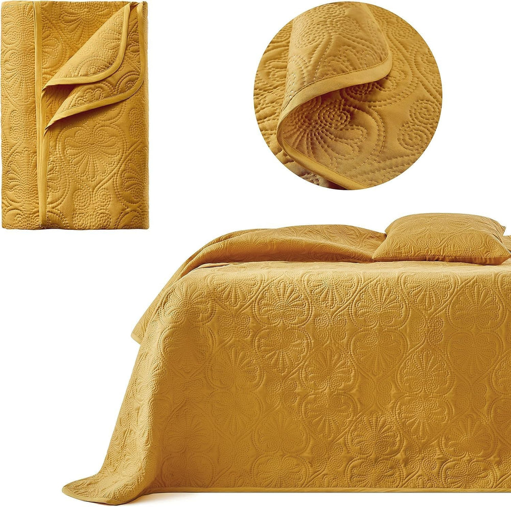 ROOM99 Leila Elegante Tagesdecke in Creme 240 x 260 cm. Vielseitige Tagesdecke als Tagesdecke oder Sofa. Überwurfdecke für Bett und Sofa. Deckenstil. Ideal als Tagesdecke. Betten und Decken. Beuche den ROOM99-Store Senf 220 x 240