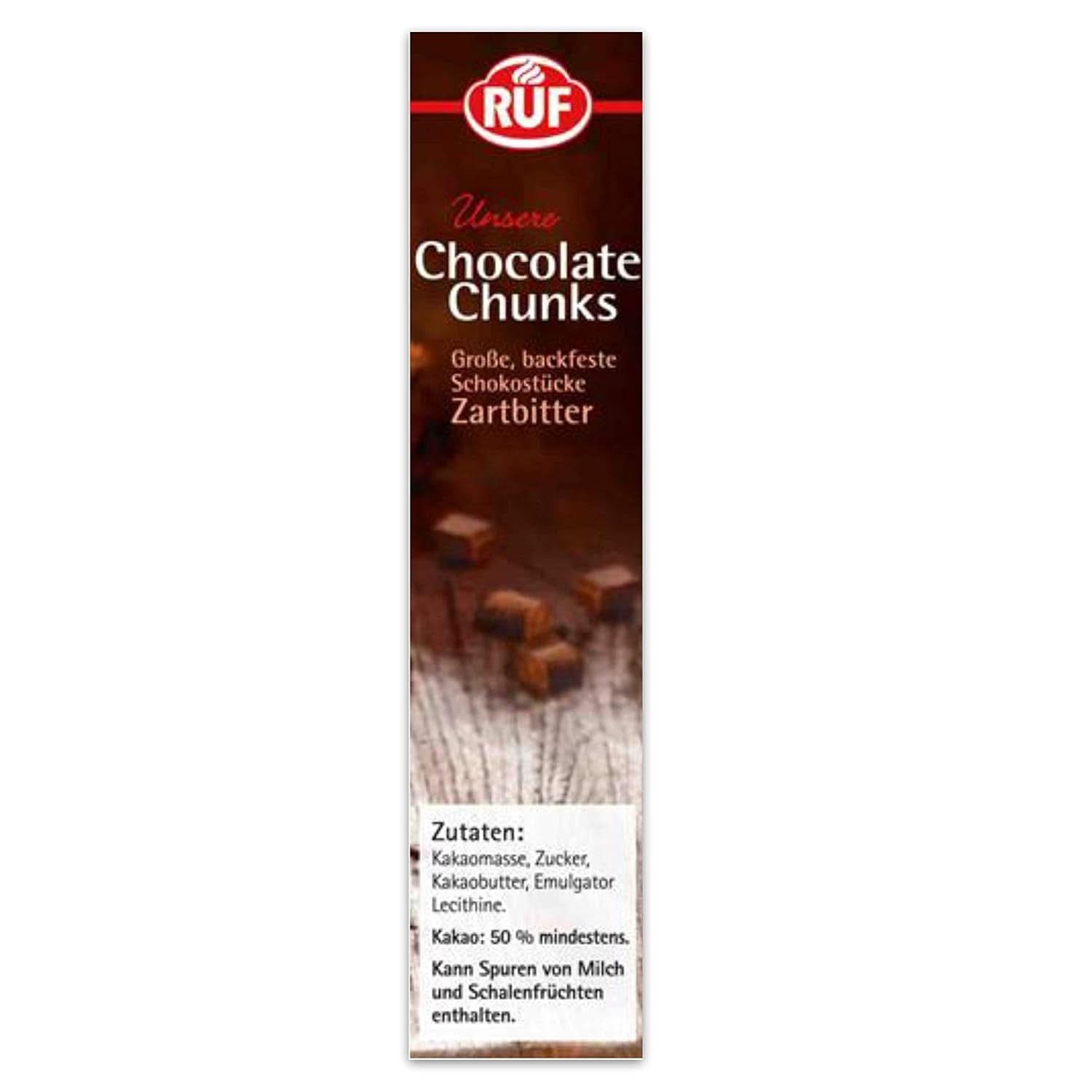RUF, XXL dunkle Schokoladentropfen zum Backen, vegan, glutenfrei, 100 Gramm Glasuren und Dekor Naty Shop