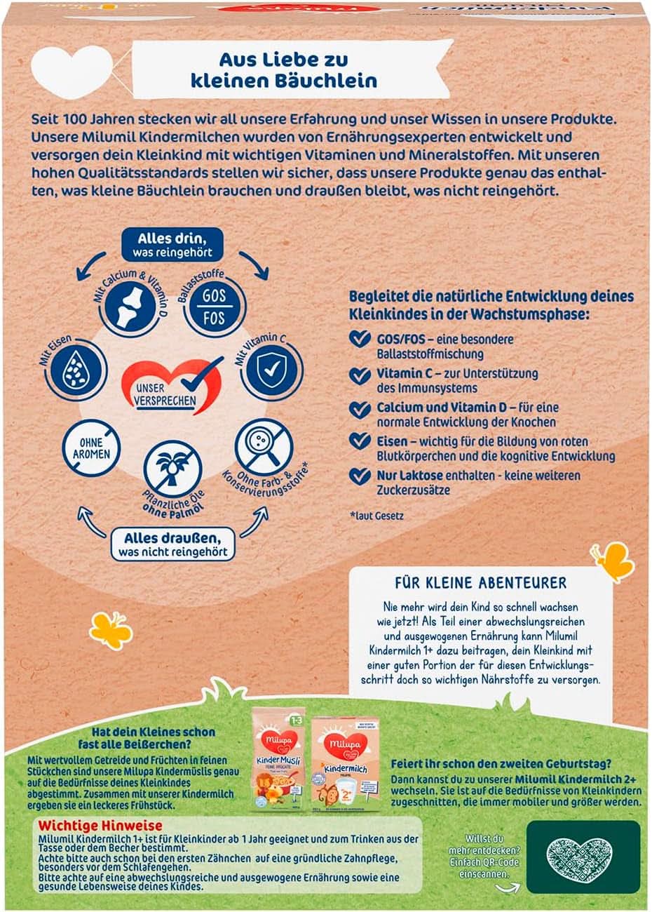 Milupa Lapte copii Milumil 1 plus - de la 1 an - pentru copii mici in faza de crestere - insoteste dezvoltarea naturala - 5 x 550 g pudra Mama si Copilul Naty Shop