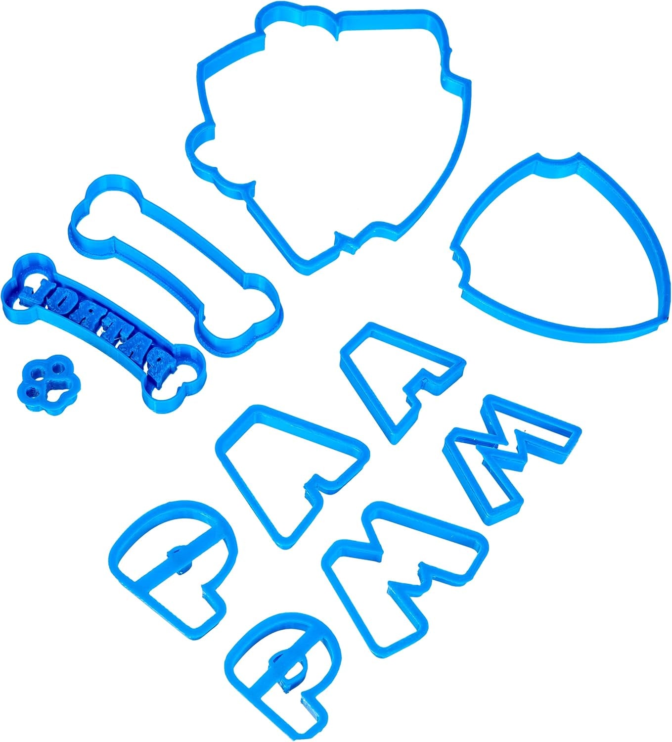 Formă de tăiat fondant Patrula Cățelușilor, plastic, albastru, 8x7x1.5 cm