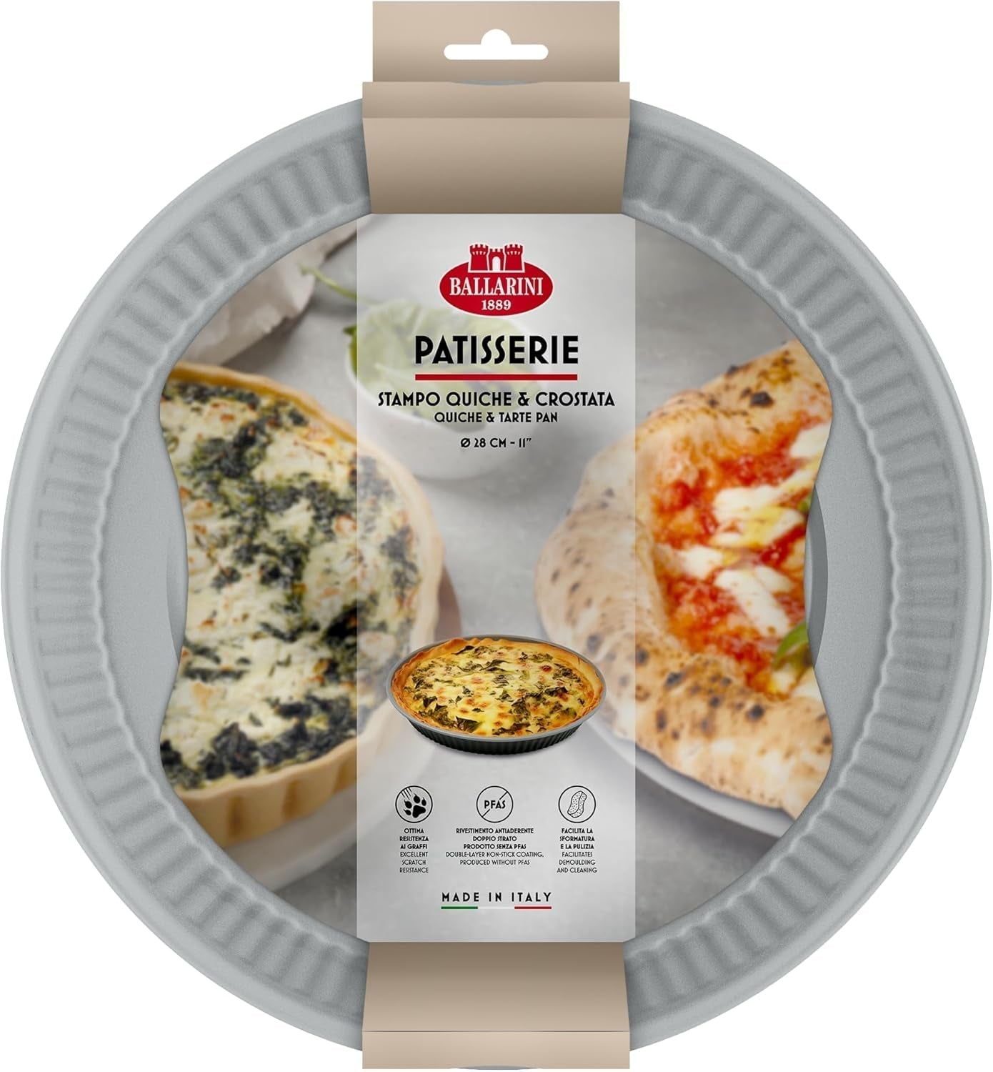 Ballarini, Backform, verschiedene Modelle Formen und Backbleche Naty Shop Graue Quiche-Tarteform 28 cm