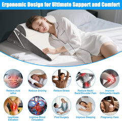 Pernă reglabilă cu pană pentru pat, pernă de citit pentru pat și canapea, pernă de reflux din spumă, pernă pentru spătar, pentru apnee în somn, citit, ridicare a somnului, pernă pentru picioare, dureri de spate, sforăit