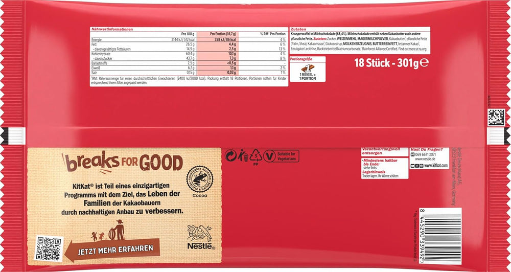 Nestlé Mini XXL Schokoriegel, Milchschokolade, knusprige Waffelriegel, 4er-Pack (1 x 301 g)