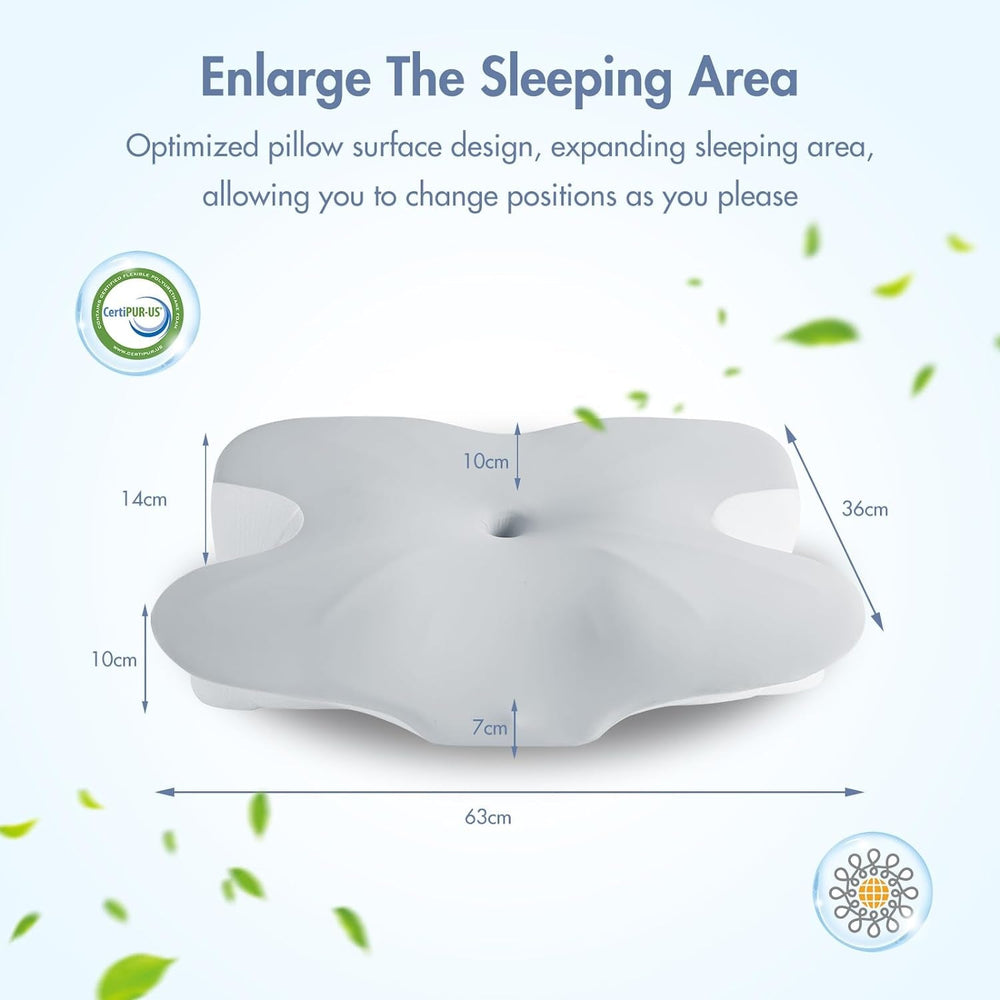 Elegear Pernă din spumă de memorie cu capac de pernă de răcire, pernă pentru dureri de gât Pernă pentru dormit lateral Pernă ergonomică Pernă ortopedică pentru dormit lateral, spate, abdominal 63X 10/14 X36Cm Perne ortopedice cervicale Naty Shop